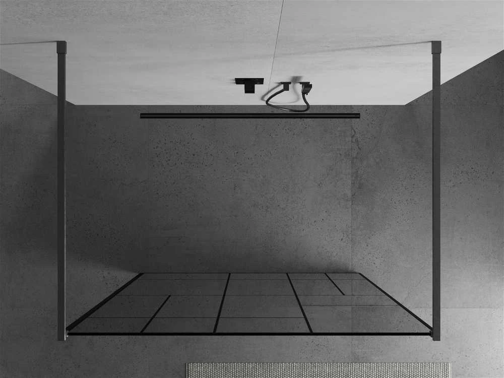 Walk-in dušo sienelė Mexen Kioto, Brushed gun pilka, juodas raštas, 110 x 200 cm