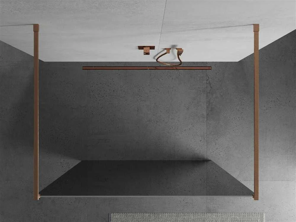 Walk-in dušo sienelė Mexen Kioto, Brushed copper, veidrodinis stiklas, 100 x 200 cm