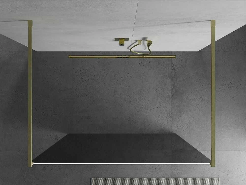 Walk-in dušo sienelė Mexen Kioto, Brushed auksinis, grafitas stiklas, 140 x 200 cm