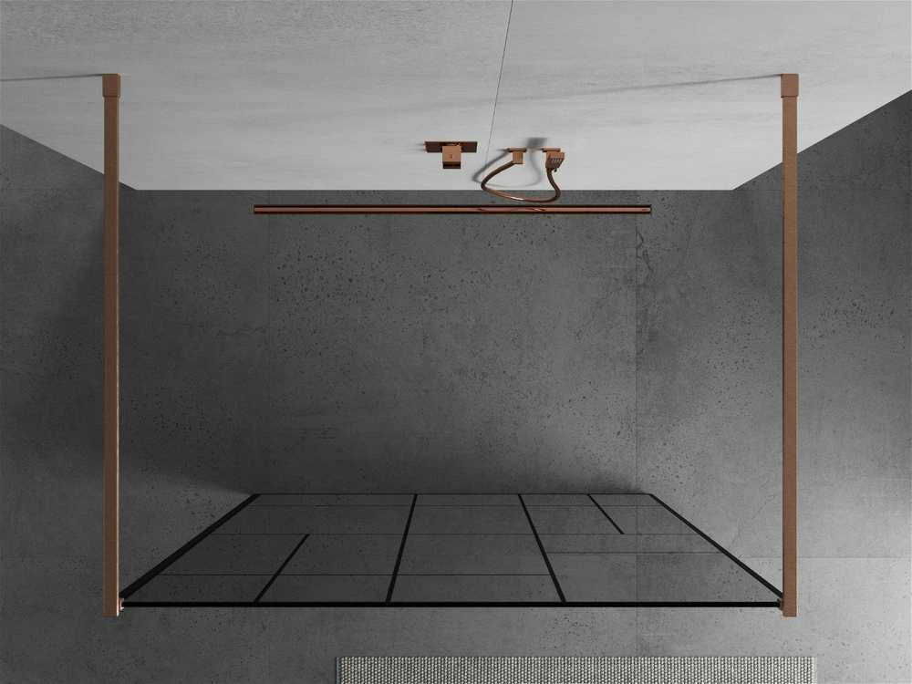 Walk-in dušo sienelė Mexen Kioto, Brushed copper, juodas raštas, 120 x 200 cm
