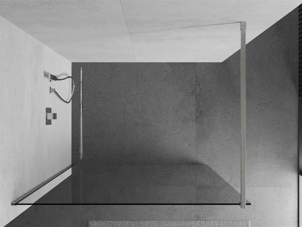 Walk-in dušo sienelė Mexen Kioto, Brushed nickel, skaidrus stiklas, 65 x 200 cm