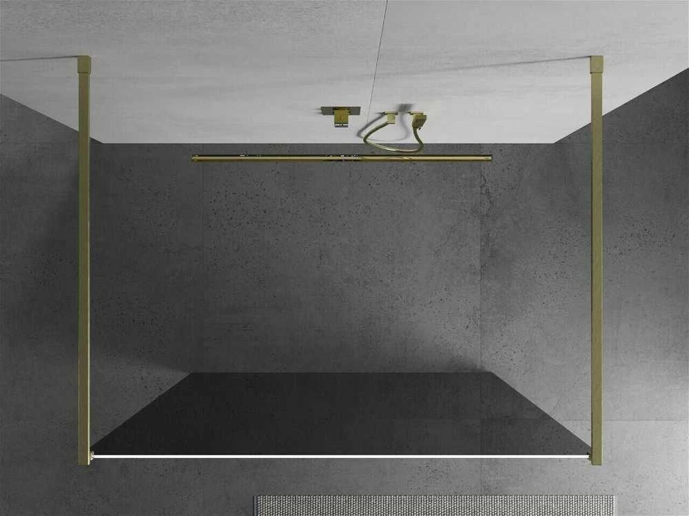 Walk-in dušo sienelė Mexen Kioto, Brushed auksinis, grafitas stiklas, 130 x 200 cm