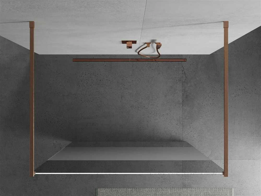 Walk-in dušo sienelė Mexen Kioto, Brushed copper, pusiau matinis stiklas, 130 x 200 cm