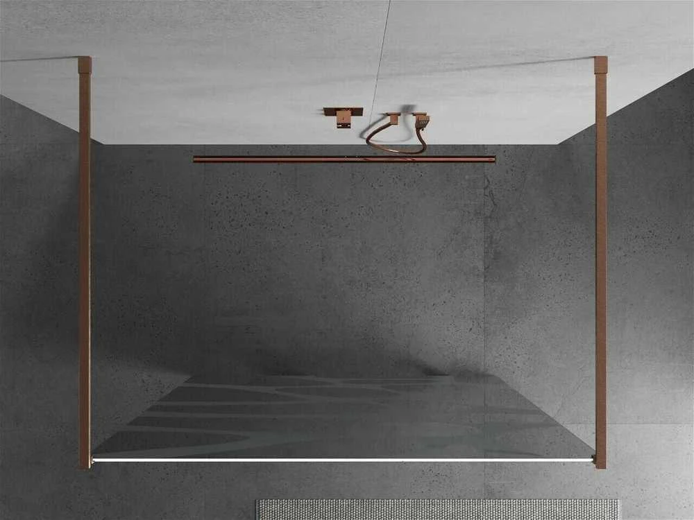 Walk-in dušo sienelė Mexen Kioto, Brushed copper, baltas raštas, 140 x 200 cm