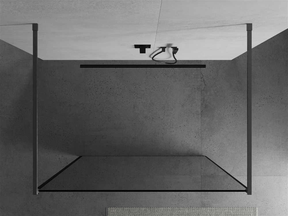 Walk-in dušo sienelė Mexen Kioto, Brushed gun pilka, juodas raštas, 160 x 200 cm