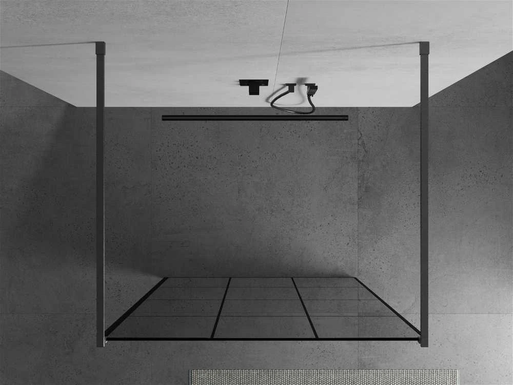 Walk-in dušo sienelė Mexen Kioto, Brushed gun pilka, juodas raštas, 110 x 200 cm