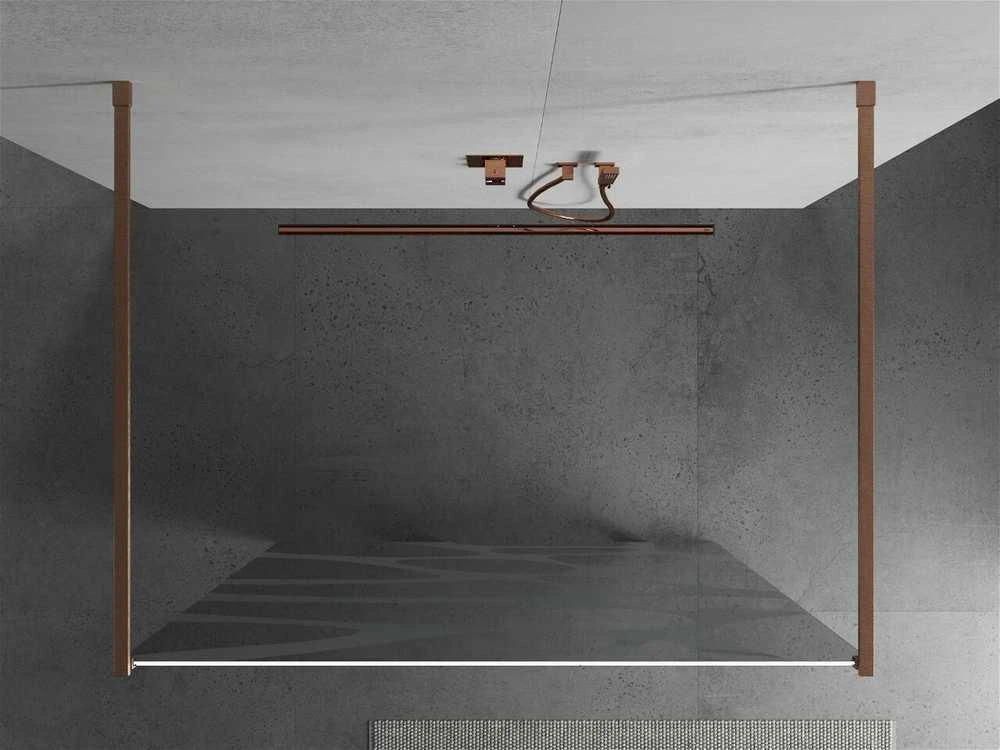 Walk-in dušo sienelė Mexen Kioto, Brushed copper, baltas raštas, 100 x 200 cm