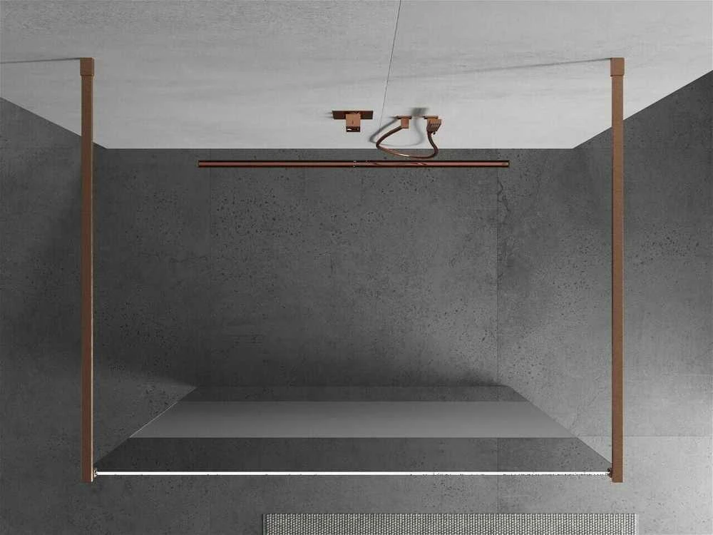 Walk-in dušo sienelė Mexen Kioto, Brushed copper, pusiau matinis stiklas, 120 x 200 cm