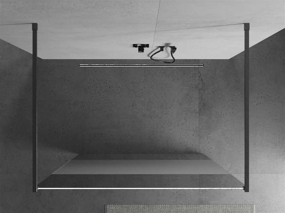Walk-in dušo sienelė Mexen Kioto, Brushed gun pilka, pusiau matinis stiklas, 140 x 200 cm