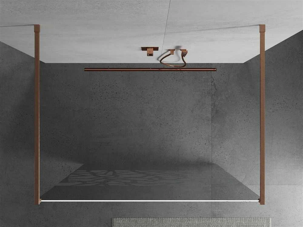 Walk-in dušo sienelė Mexen Kioto, Brushed copper, baltas raštas, 130 x 200 cm