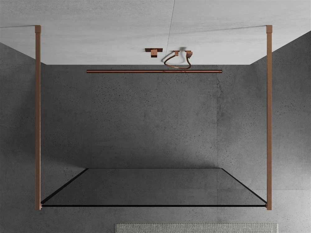 Walk-in dušo sienelė Mexen Kioto, Brushed copper, juodas raštas, 150 x 200 cm