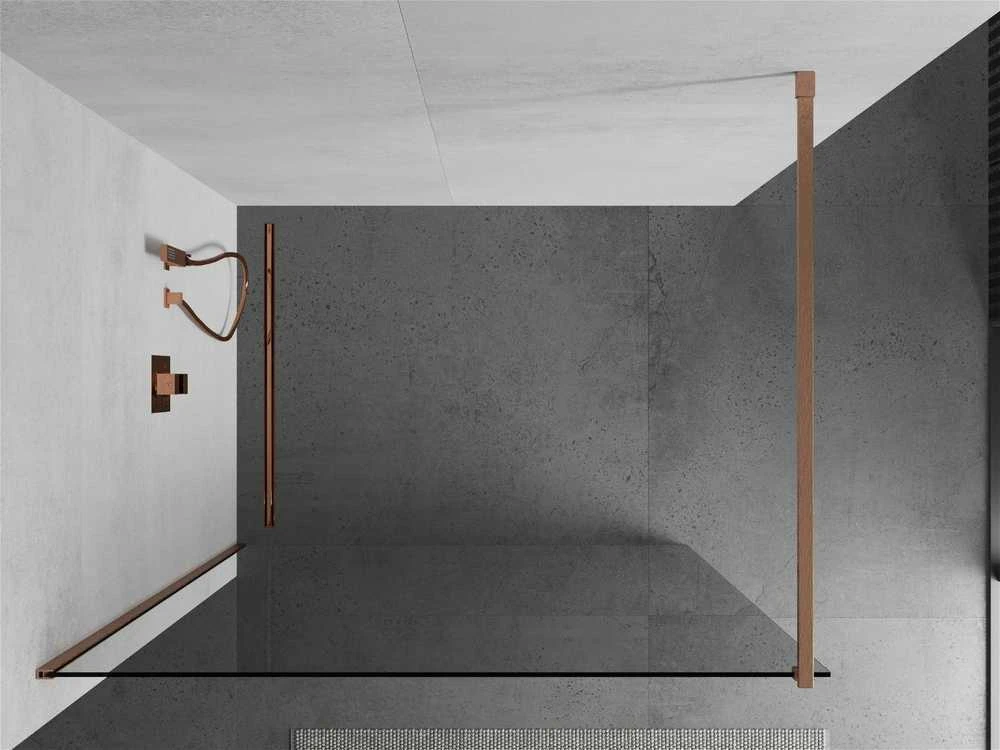 Walk-in dušo sienelė Mexen Kioto, Brushed copper, skaidrus stiklas, 150 x 200 cm