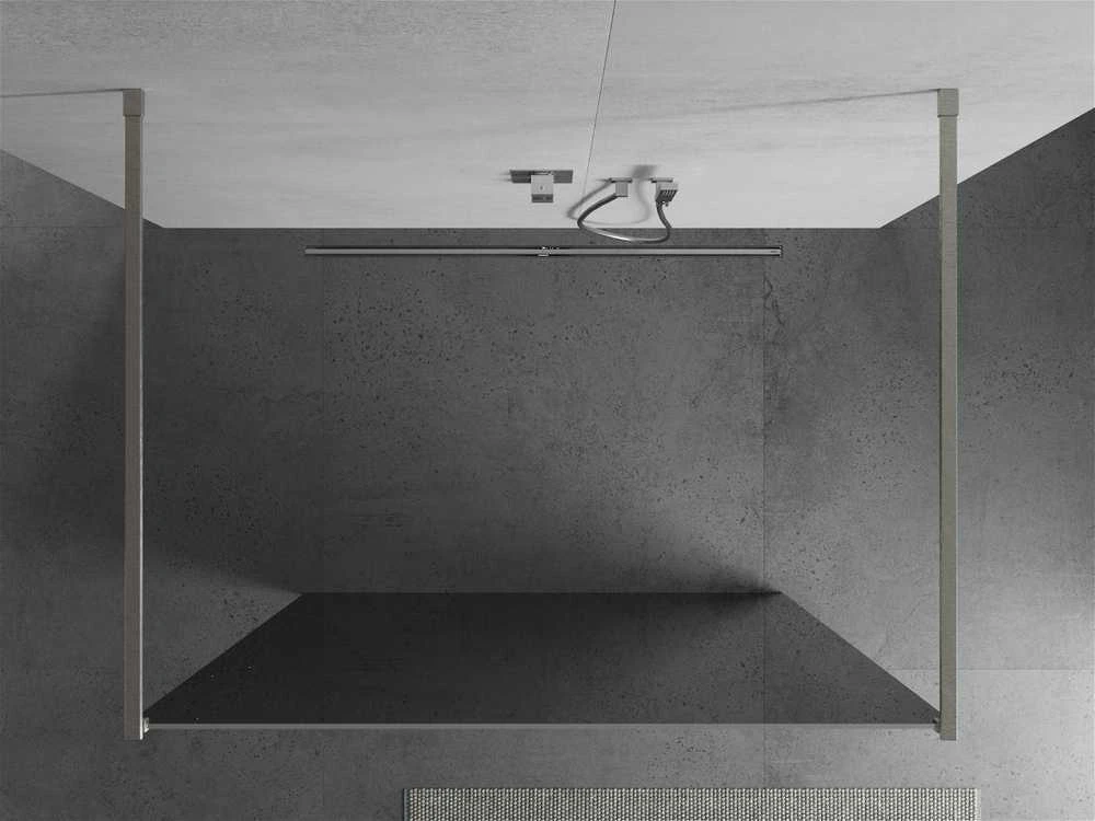 Walk-in dušo sienelė Mexen Kioto, Brushed nickel, veidrodinis stiklas, 140 x 200 cm