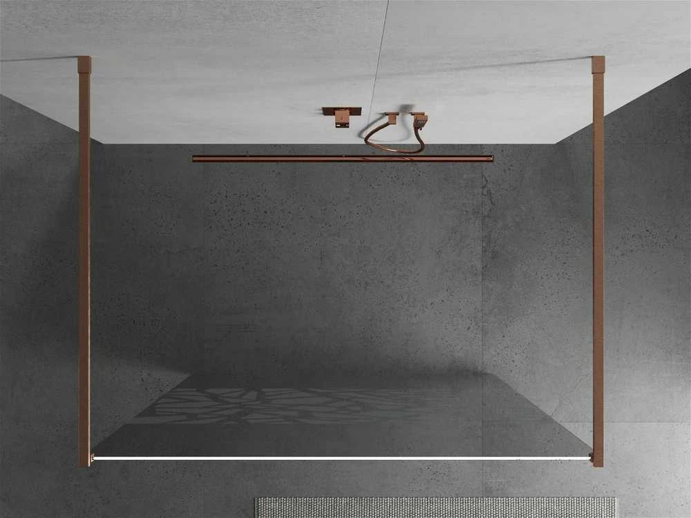 Walk-in dušo sienelė Mexen Kioto, Brushed copper, baltas raštas, 120 x 200 cm