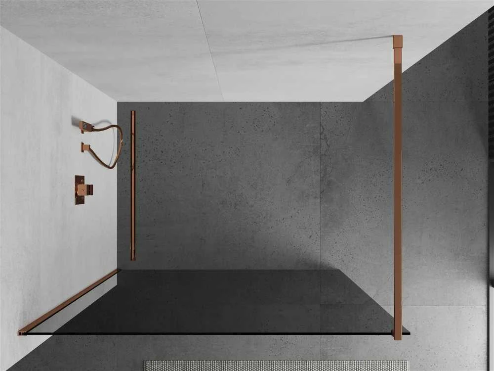 Walk-in dušo sienelė Mexen Kioto, grafitas, Rose Gold, 140 x 200 cm