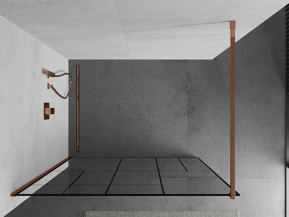 Walk-in dušo sienelė Mexen Kioto, Juodas pattern/Rose Gold, 140 x 200 cm