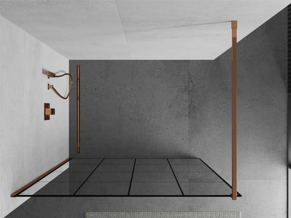 Walk-in dušo sienelė Mexen Kioto, Juodas pattern/Rose Gold, 140 x 200 cm