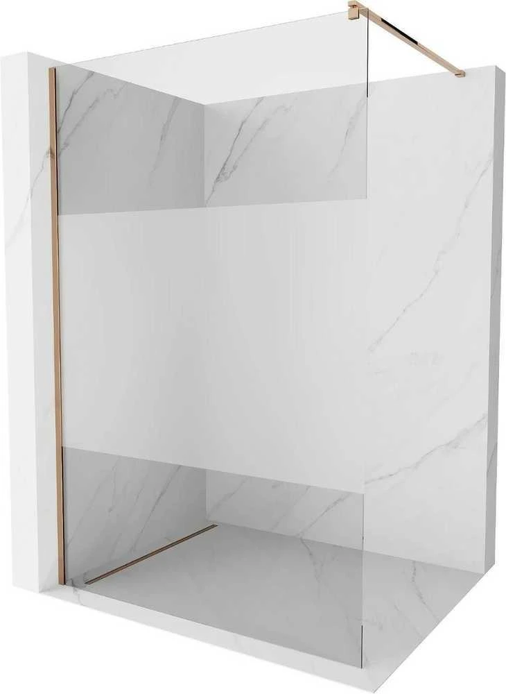 Walk-in dušo sienelė Mexen Kioto, pusiau matinė, Rose Gold, 130 x 200 cm