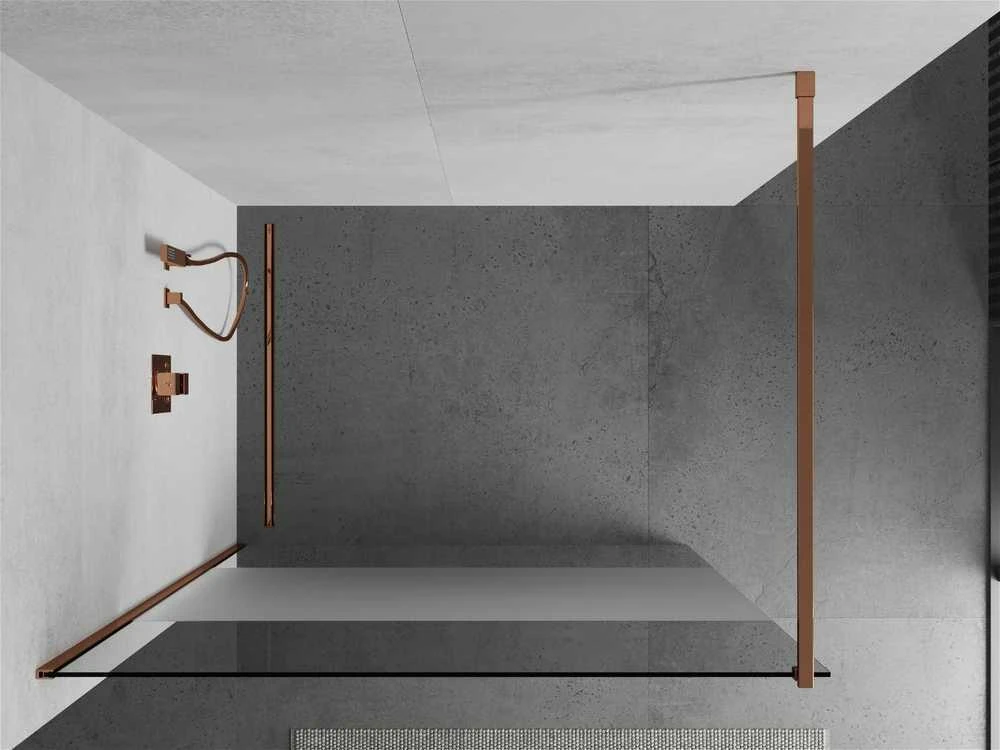 Walk-in dušo sienelė Mexen Kioto, pusiau matinė, Rose Gold, 130 x 200 cm