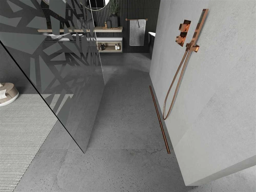 Walk-in dušo sienelė Mexen Kioto, Rose Gold/Baltas pattern, 110 x 200 cm