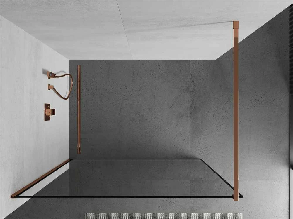 Walk-in dušo sienelė Mexen Kioto, Rose Gold/Juodas border, 90 x 200 cm