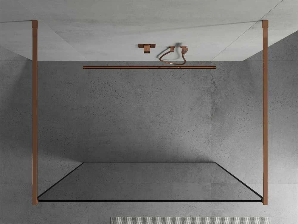 Walk-in dušo sienelė Mexen Kioto, Rose Gold/Juodas border, 140 x 200 cm