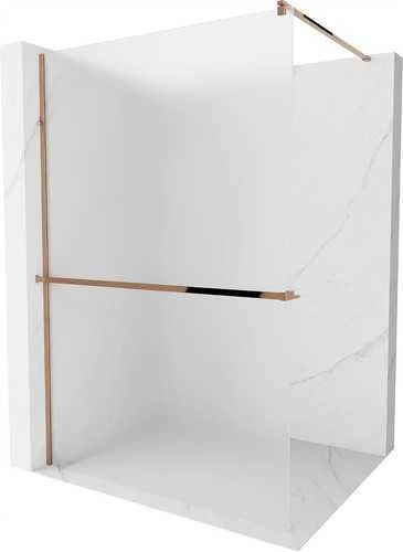 Walk-in dušo sienelė Mexen Kioto+ su lentynėle, Rose Gold/matinis stiklas, 120 x 200 cm