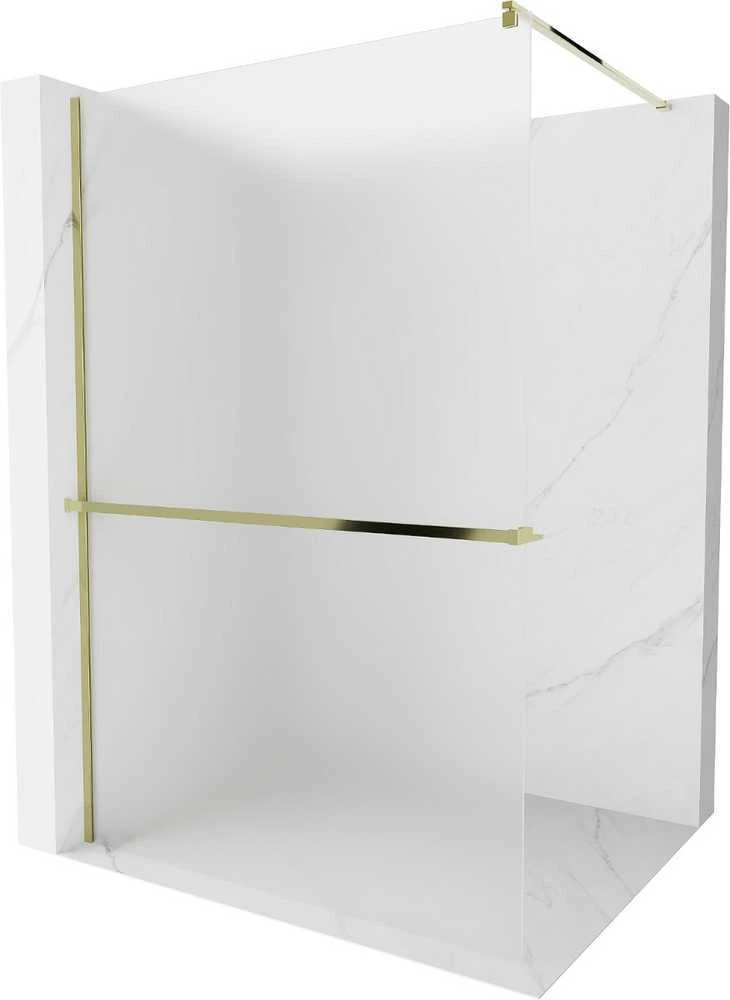 Walk-in dušo sienelė Mexen Kioto+ su lentynėle, Gold/matinis stiklas, 100 x 200 cm