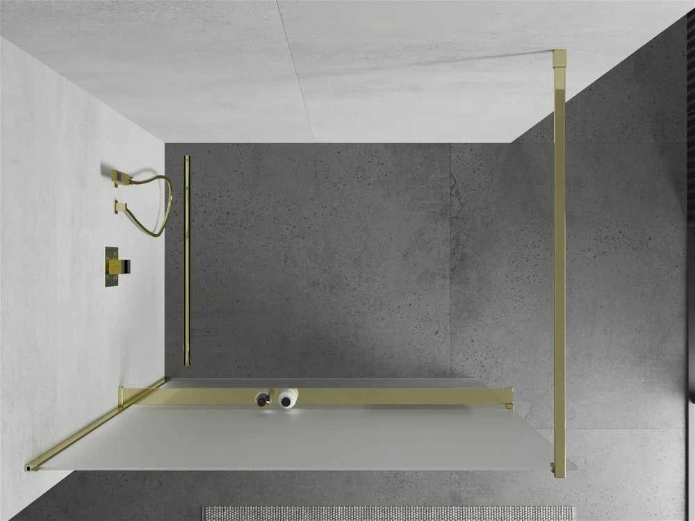 Walk-in dušo sienelė Mexen Kioto+ su lentynėle, Gold/matinis stiklas, 70 x 200 cm