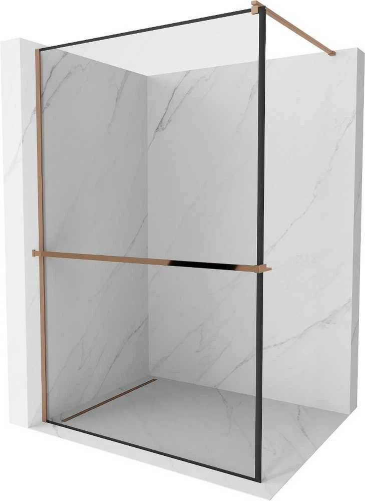 Walk-in dušo sienelė Mexen Kioto+ su lentynėle, Rose Gold/juodas frame, 70 x 200 cm