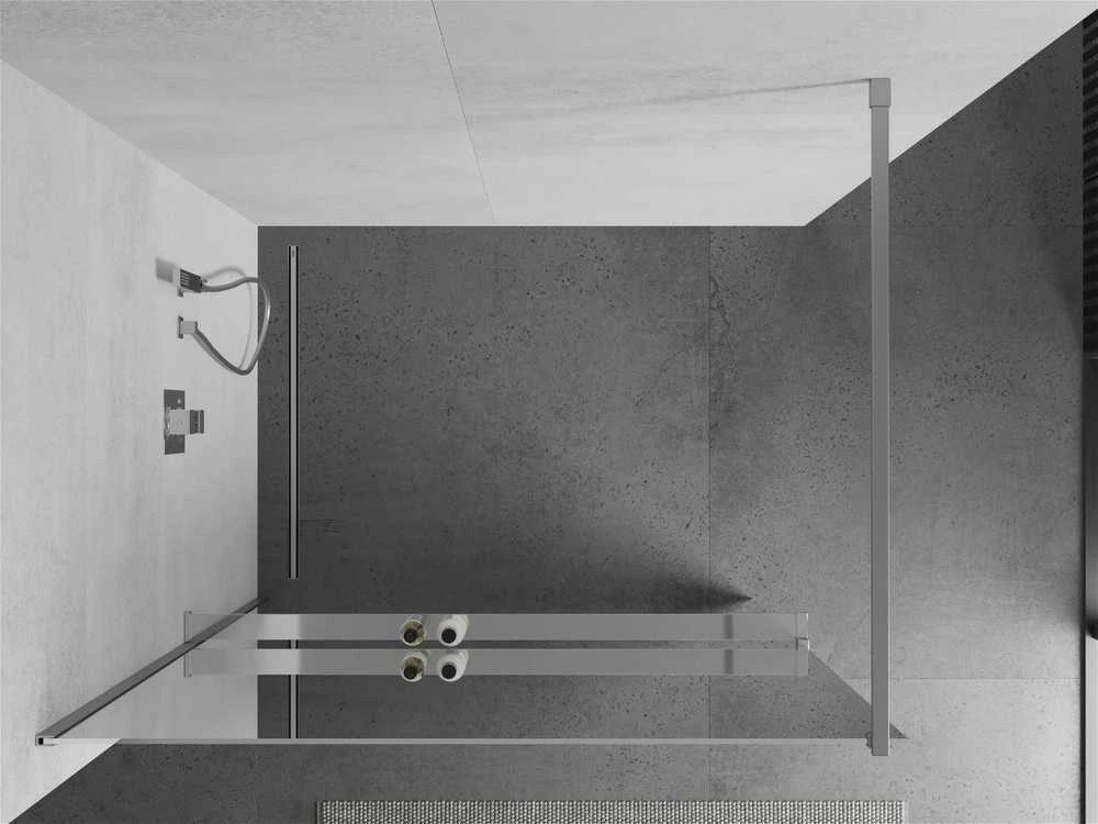Walk-in dušo sienelė Mexen Kioto+ su lentynėle, Chrome/veidrodinis stiklas, 100 x 200 cm