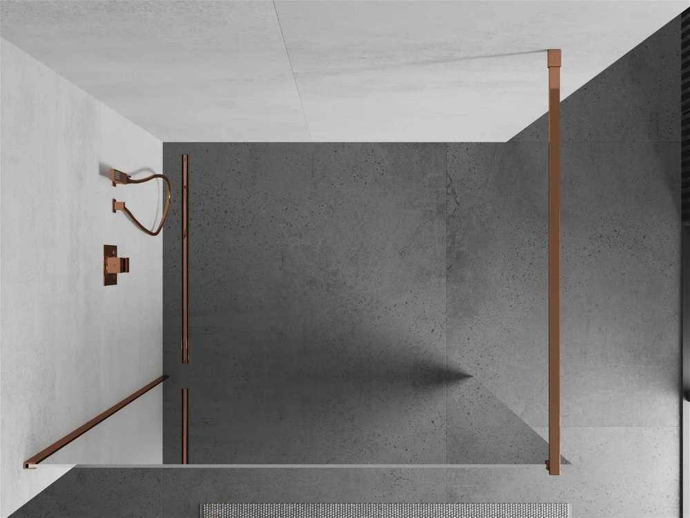 Walk-in dušo sienelė Mexen Kioto, veidrodinė, Rose Gold, 100 x 200 cm
