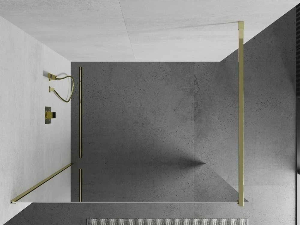 Walk-in dušo sienelė Mexen Kioto, veidrodinė, Gold, 110 x 200 cm