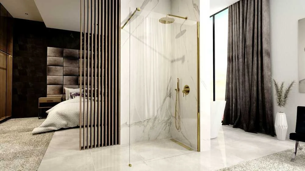 Walk-in dušo sienelė Rea Aero, Gold, 110 cm