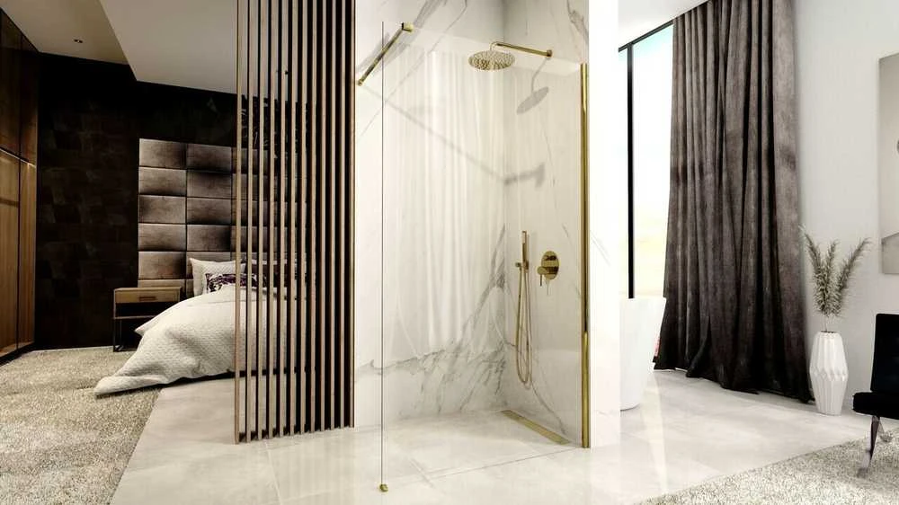 Walk-in dušo sienelė Rea Aero, Gold, 110 cm