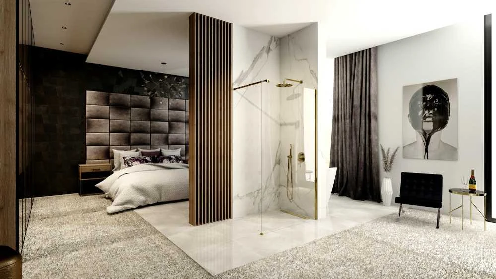 Walk-in dušo sienelė Rea Aero, Gold, 110 cm