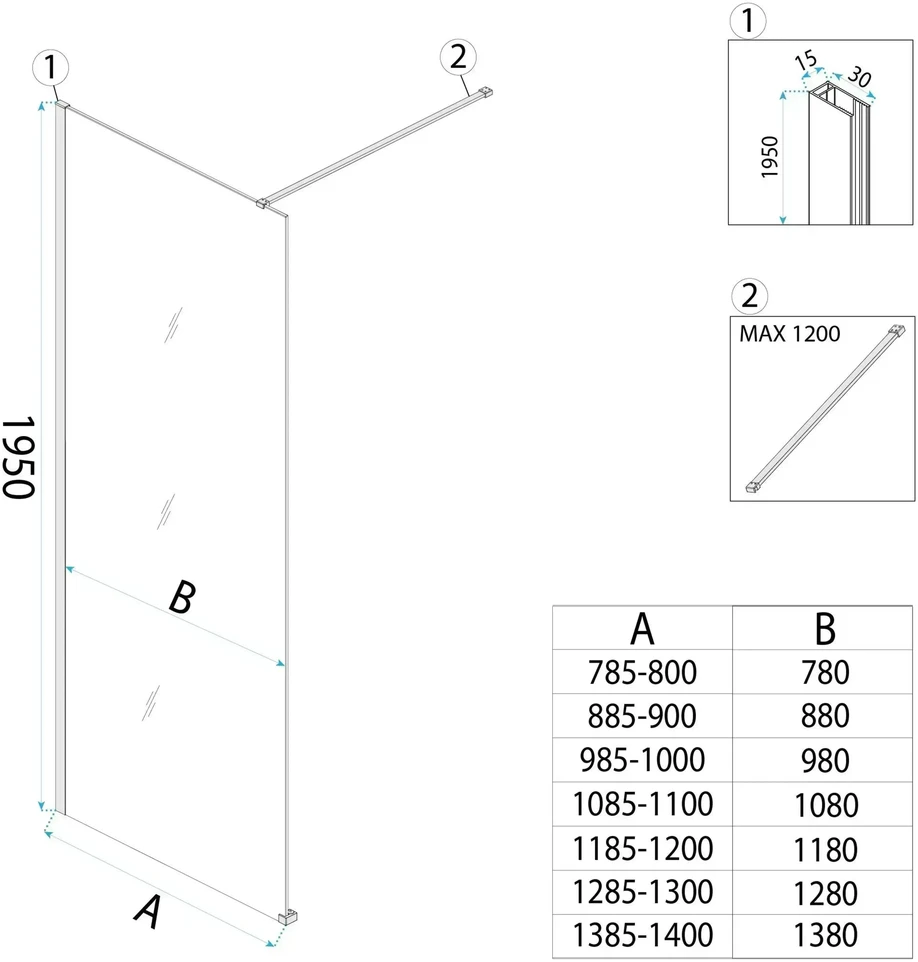 Walk-In dušo sienelė Rea Flexi, Pilkas / Gold, 110 cm
