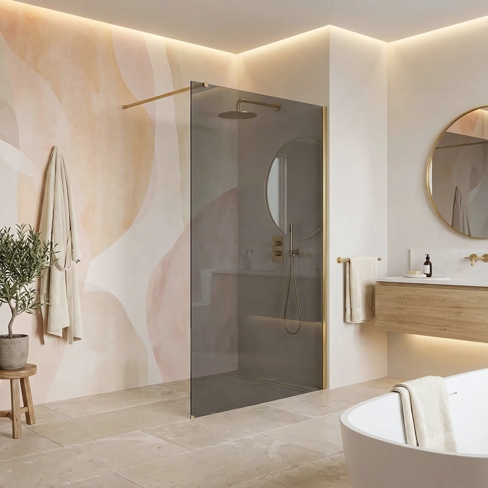 Walk-In dušo sienelė Rea Flexi, Pilkas / Brushed Gold, 110 cm