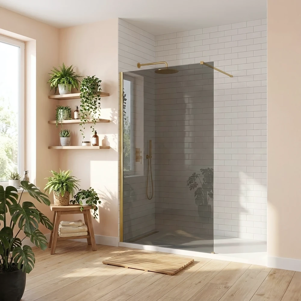 Walk-In dušo sienelė Rea Flexi, Pilkas / Brushed Gold, 100 cm
