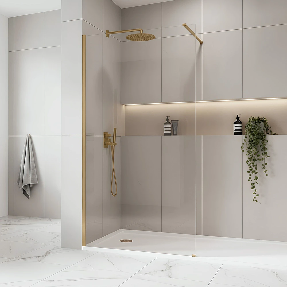 Walk-In dušo sienelė Rea Flexi, Transparent / Brushed Gold, 80 cm