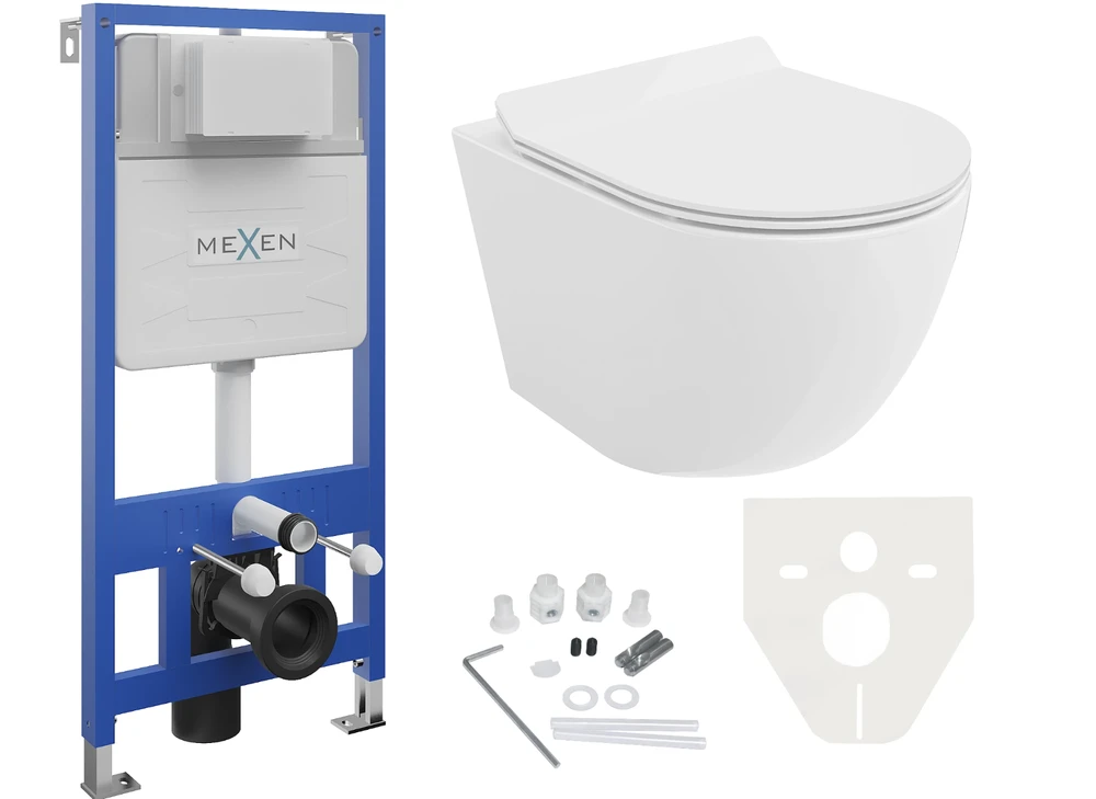 WC Komplektas Mexen 4in1 Fenix Slim su klozetu Lena Rimless Slim Duroplast+