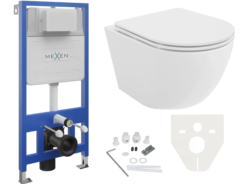 WC Komplektas Mexen 4in1 Fenix Slim su klozetu Lena Rimless Slim Duroplast