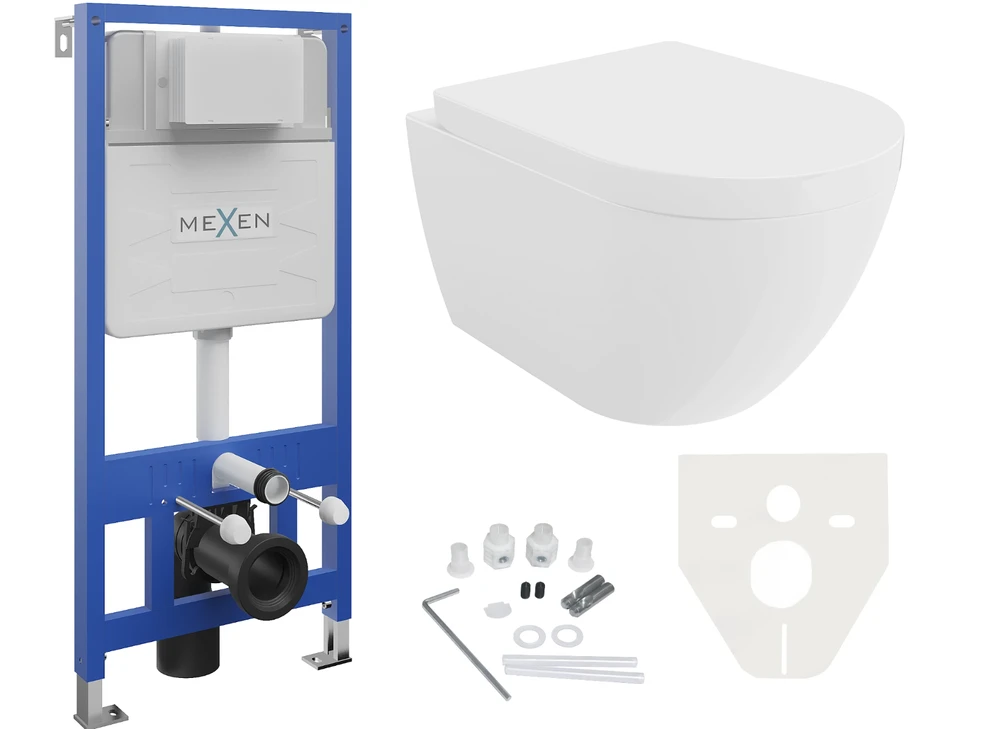 WC Komplektas Mexen 4in1 Fenix Slim su klozetu Lena Rimless Duroplast
