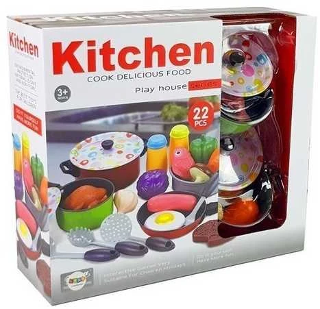 Žaisliniai maisto produktai su indais, 22 dalių