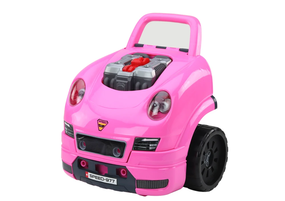 Žaislinis automobilio variklis – dirbtuvės, rožinis