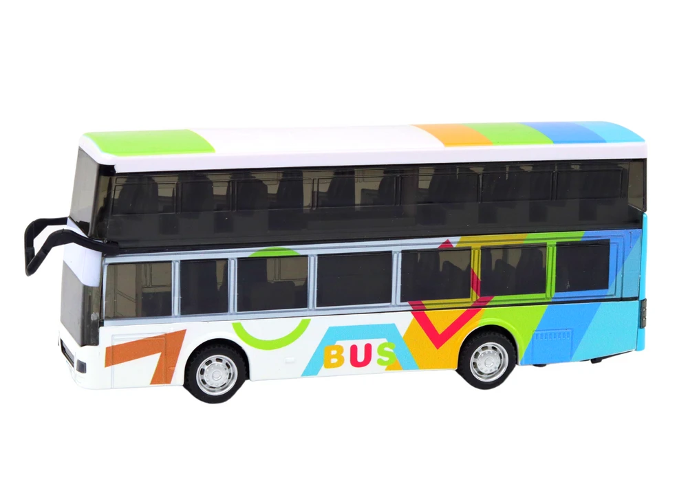 Žaislinis dviaukštis autobusas su garsais ir šviesom. 1 vnt.