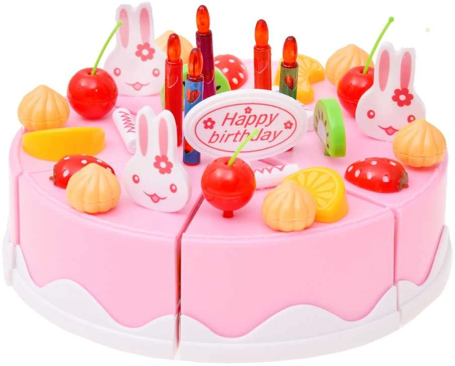 Žaislinis gimtadienio tortas su priedais