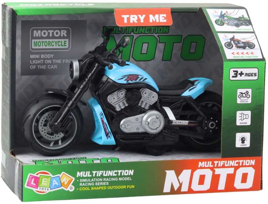 Žaislinis motociklas su garso ir šviesos efektais, mėlynas
