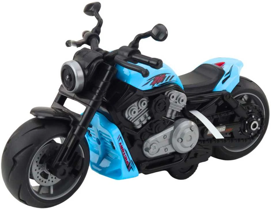 Žaislinis motociklas su garso ir šviesos efektais, mėlynas
