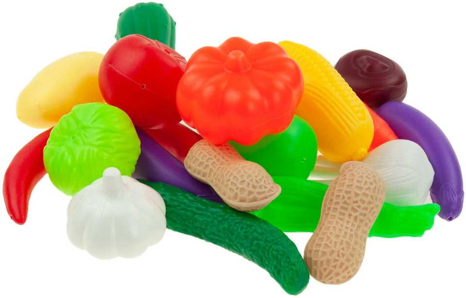 Žaislinis parduotuvės vežimėlis su maisto produktais